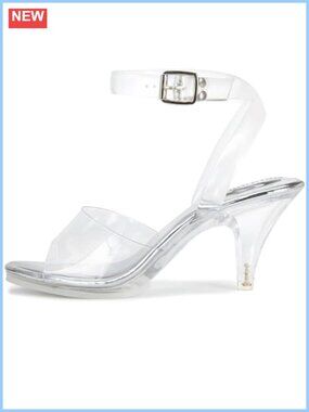 Clear Heels Ankle Strap Transparent Platform Strappy Open Toe Slingback Stiletto
